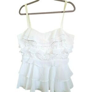 Lilly Pulitzer 6 Olive Blouse Ruffles‎ & Lace in Resort White Size 6 NWT $168